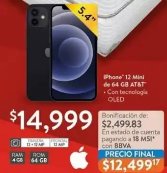 Walmart iPhone 12 Mini de 64 GB AT&T oferta