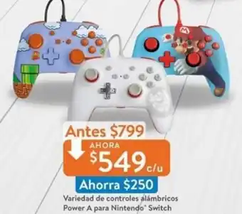 Variedad de controles alámbricos Power A para Nintendo Switch