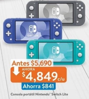 Walmart Consola Portátil Nintendo Switch Lite oferta