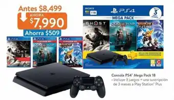 Walmart Consola PS4 Mega Pack 18 oferta