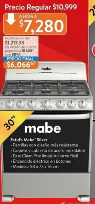 Mabe Estufa Silver 30"