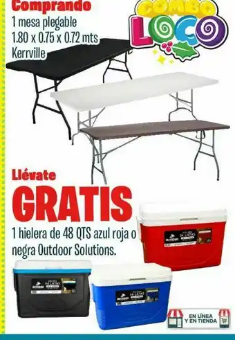 Kerrville mesa plegable negra 1.80 x 0.75 x 0.73m