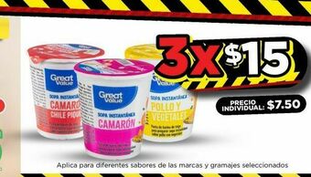 Bodega Aurrerá Sopa instantánea great value oferta