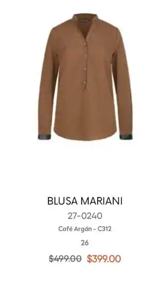 André Badi Blusa Mariani Café Argán 26 oferta