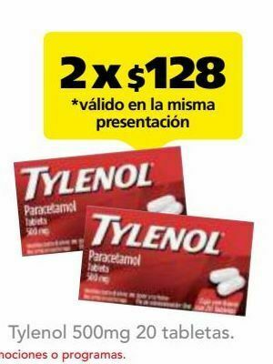 Farmacia San Pablo Tylenol tab 500mg caj c/20 oferta