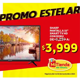 Sharp Pantalla 32" Smart TV HD con Roku