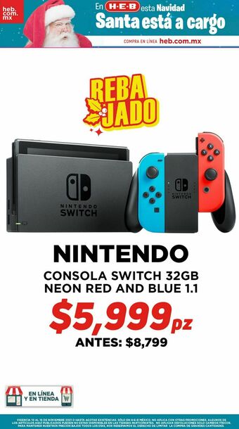 HEB Nintendo consola switch 32 gb neon red and blue 1.1 oferta
