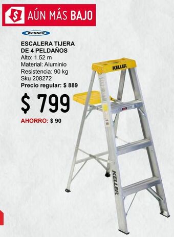 Sodimac Homecenter Escalera tijera aluminio 4 peldaños 1.52 m 90 kg oferta