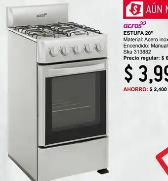 Sodimac Homecenter Estufa 20 pulgadas encendido manual oferta