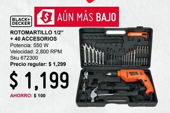 Sodimac Homecenter Rotomartillo 1/2" b&d + 40 accesorios hd565k-b3 oferta