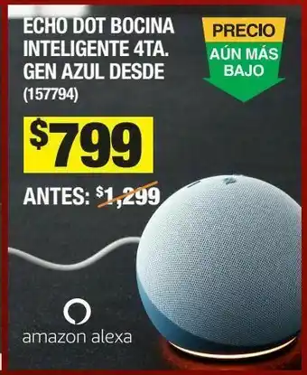 The Home Depot Echo dot (4ta gen) bocina inteligente con alexa azul oferta