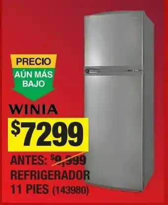 The Home Depot Refrigerador top mount winia 11 pies cúbicos oferta