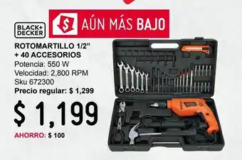 Rotomartillo 1/2" b&d + 40 accesorios hd565k-b3
