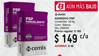Pegamento psp porcelanico cemix 20 kg