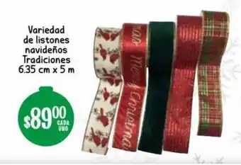Soriana Híper Variedad de Listones Navideños Tradiciones 6.35cm x 5m oferta