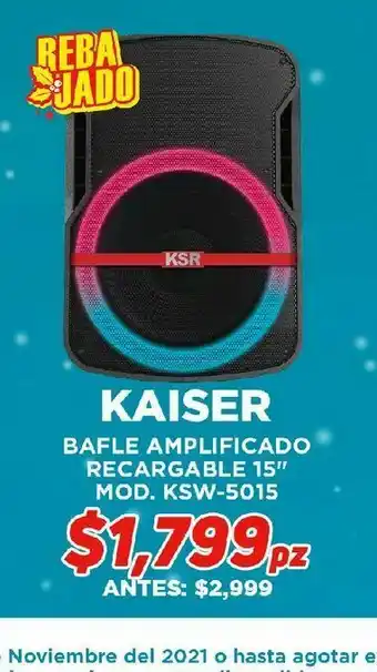 Bafle amplificado recargable 15" bocinas kaiser