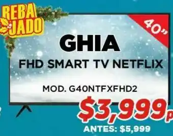 HEB Ghia pantalla 40 smart tv fhd netflix mod.g40ntfxfhd2 oferta