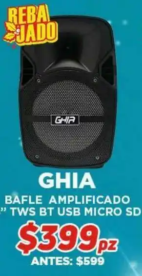 HEB Ghia bafle amplificado 8 tws bt usb micro sd oferta