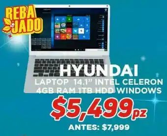 Hyundai laptop 14.1 intel celeron 4gb ram 1tb hdd windows