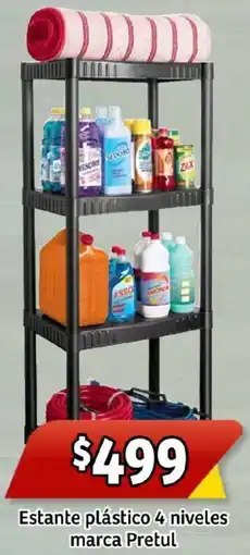 Estante plástico 4 niveles marca Pretul