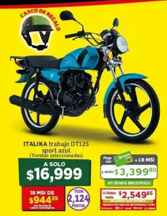 Soriana Híper ITALIKA Trabajo DT125 Sport AZUL oferta