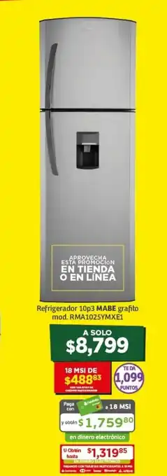 Soriana Híper Refrigerador 10p3 MABE Grafito oferta