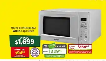 Soriana Híper Horno de Microondas WINIA 1.1p3 Silver oferta