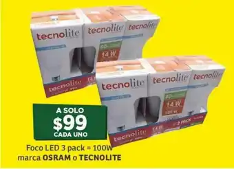 Soriana Híper Foco LED 3 Pack = 100W Marca OSRAM o TECNOLITE oferta