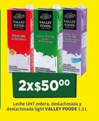 Soriana Híper Leche UHT Entera, Deslactosada y Deslactosada Light VALLEY FOODS 1.5L oferta