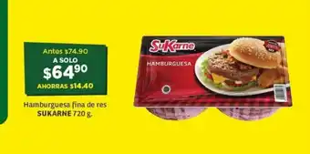 Soriana Híper Hamburguesa Fina de res SUKARNE 720g oferta