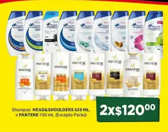 Soriana Híper Shampoo HEAD&SHOULDERS 650ml o PANTENE 700ml oferta