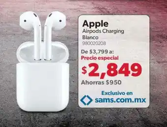 Sam's Club Apple Airpods Charging Blanco 980020208 oferta