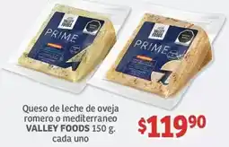 Soriana Híper Valley foods - queso de leche de oveja romero o mediterraneo oferta