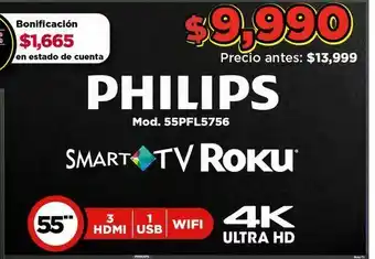Bodega Aurrerá Smart tv philips 55" oferta