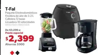 Sam's Club T-Fal Paquete Electrodomesticos Freidora de Aire de 3.2L Cafetera 12 Tazas Licuadora 10 Velocidades oferta