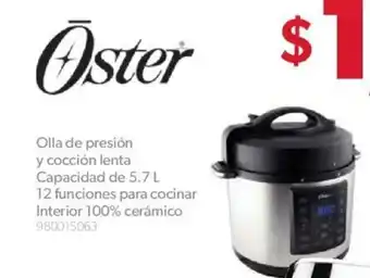Sam's Club Oyster Olla de Presion y Coccion Lenta Capacidad de 5.7L 12 Funciones para Cocinar Interior 100% Ceramico oferta