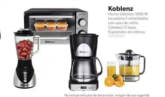 Koblenz Homo Electrico 1000W Licuadora 3 Velocidades Con Vaso de Vidrio Cafeteria 12 Tazas Exprimidor de Citricos
