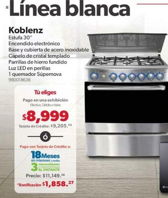 Sam's Club Koblenz Estufa 30" oferta