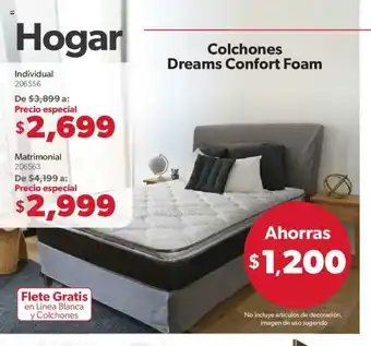 Hogar Colchones Dreams Comfort Foam Matrimonal 206563