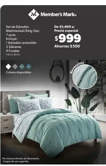 Sam's Club Member's Mark Set de Edredon Matrimonial/Queen Size oferta