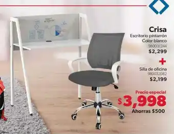 Crisa Escritoria Pintarron Color Blanco + Silla de Oficina