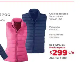 Sam's Club Chaleco Packable Varios Colores Tallas CH-EG - Para Dama - Para Caballero oferta