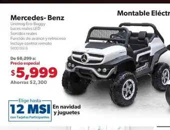 Sam's Club Mercedes - Benz Unimog Ero-Buggy Luces Reales LED Sonidos Reales Funcion de Avance y Retroceso Incluye Control Remoto oferta