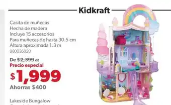 Kidraft Casita de Muñecas Hecha de Madera Incluye 15 Accesorios Para Muñecas de Hasta 30.5cm Altura Aproximada 1.3m