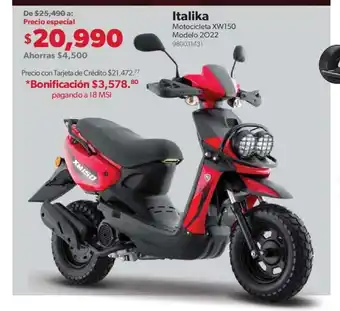 Sam's Club Italika Motocicleta XW150 Modelo 2022 oferta