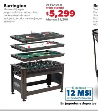 Sam's Club Barrington Mesa Multijuegos Juegos Incluidos: Futbol, Billar, Hockey y Tenis de Mesa Incluye Accesorios para los Juegos oferta