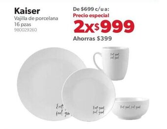 Kaiser Vajilla de Porcelana 16 pzas