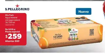Sam's Club S.Pellegrino Mix Pack Agua Mineral Con Jugo Natural 18/330ml oferta