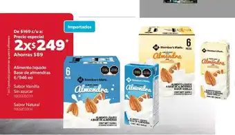 Sam's Club Alimento Liquido Base de Almendras 6/946ml oferta