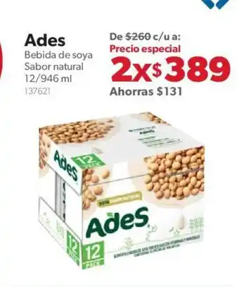 Ades Bebida de Soya Sabor Natural 12/946ml